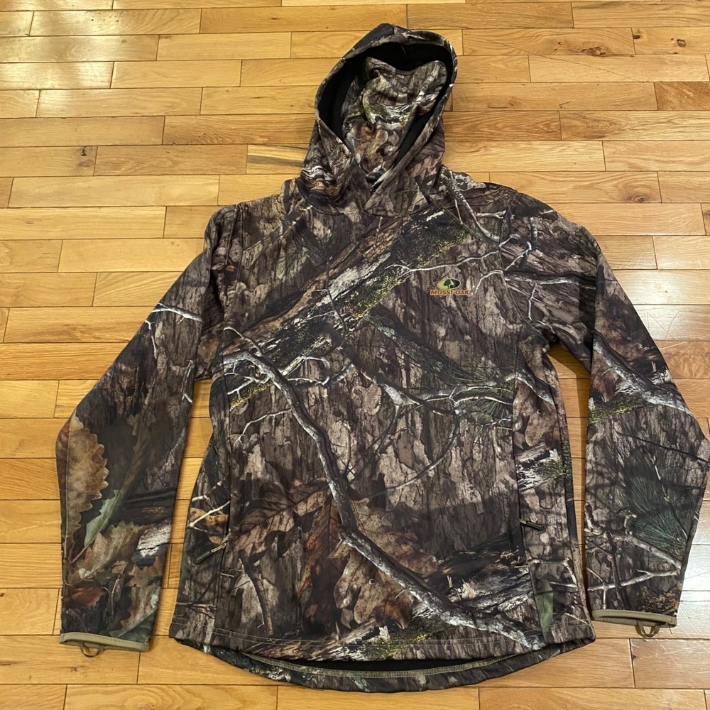 Mossy Oak Camo Hoodie Women Medium Built-in Gaiter Fleece Lined Hunting Pullover